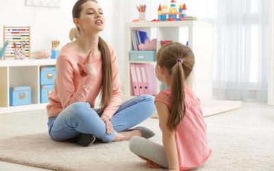 Individual speech therapy session with child